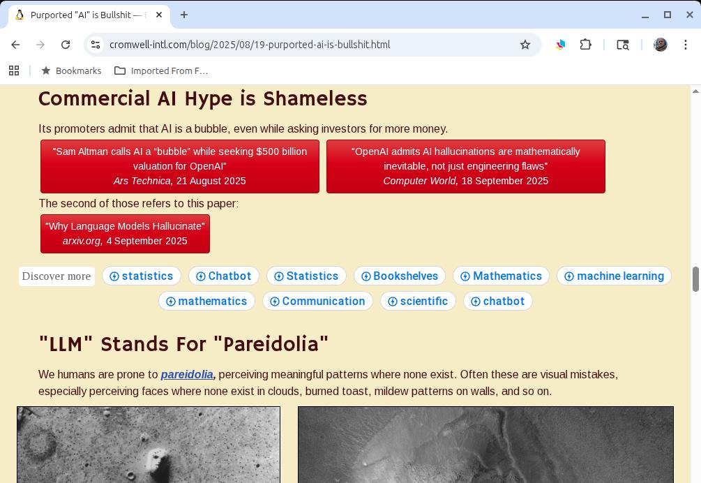 Screenshot of a browser viewing my page with non-revenue Google AdSense content.