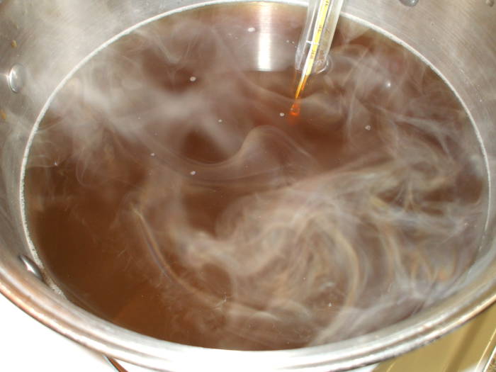 Beer brewing: boiling the malt.