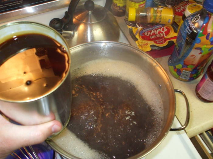 Beer brewing: boiling the malt.