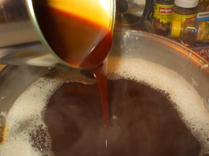 Beer brewing: boiling the malt.