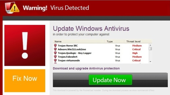 Bogus malware warning, a scam.