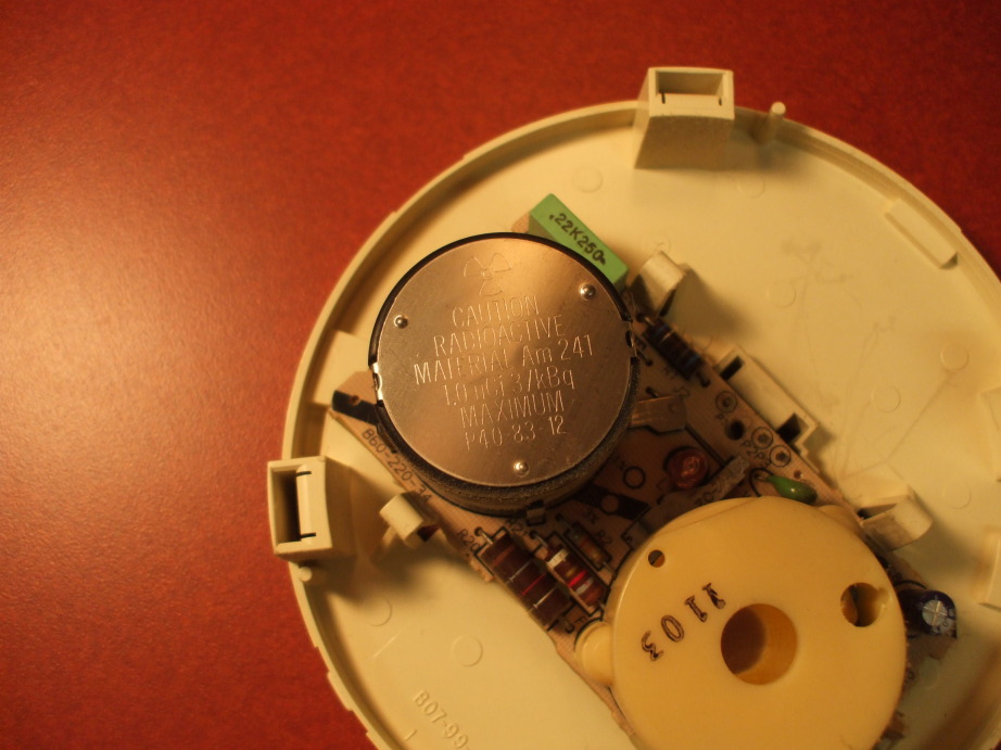 Typical smoke detector with Americium unit.