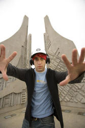 MC++ in front of the fountain on Purdue University's Engineering Mall.