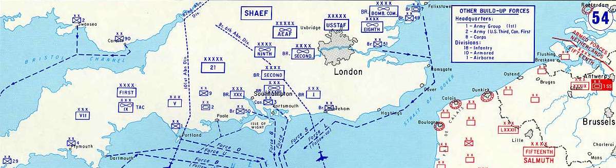 Map of Allied invasion forces 6 June 1944