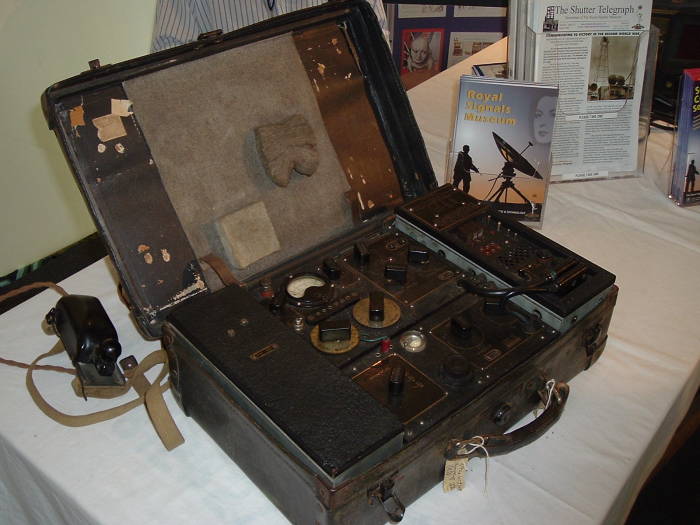 World War II S.O.E. spy radio built into a full-sized suitcase.