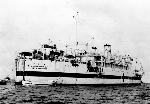 USS Samaritan, former USS Chaumont, at anchor in 1944, during World War II in the Pacific.
