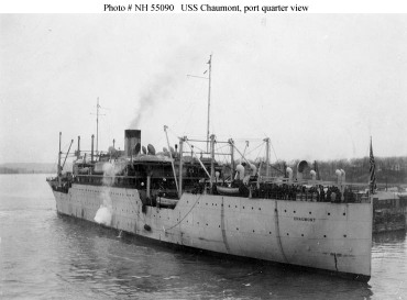 USS Chaumont, port quarter view, USN photo # NH 55090