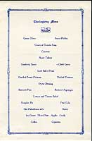 1936 Thanksgiving Day menu from the US Navy Asiatic Fleet service in eastern Pacific Ocean.