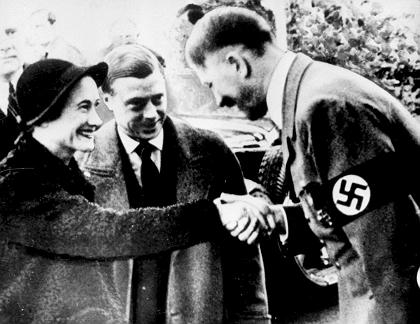 The Duke and Duchess of Windsor with Adolf Hitler in 1937.