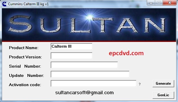 Illicit license key generator software sold online by EPC Software.