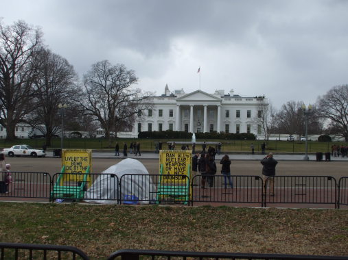 Anti-nuclear protester across Pennsylvania Avenue from the White House.