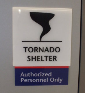 Funny sign about tornados at the Indianapolis Airport.
