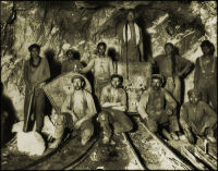 Workers in an undocumented Chinese uranium mine in central Africa.