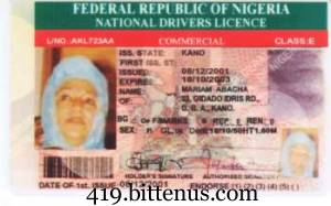 What would appear to be the Nigerian national driver's license of Mariam Abacha, prominent figure in so many Nigerian '419' scams.