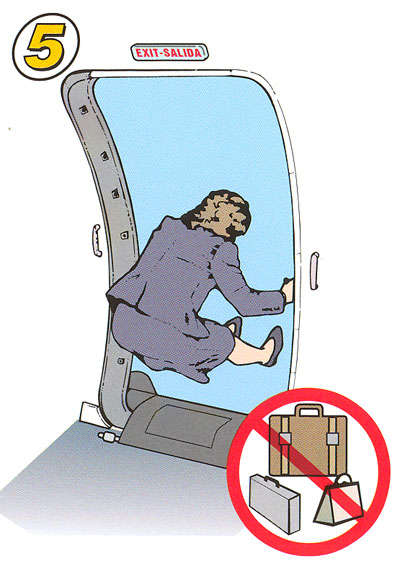 How to exit an airliner.