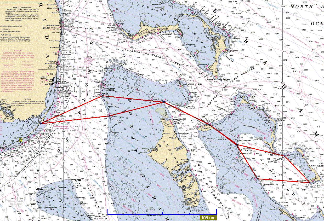 Maritime navigation chart of Key Largo.