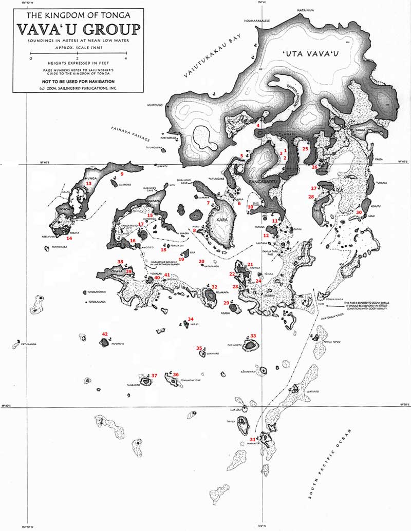 Maritime chart of Tonga and the Vavau group.
