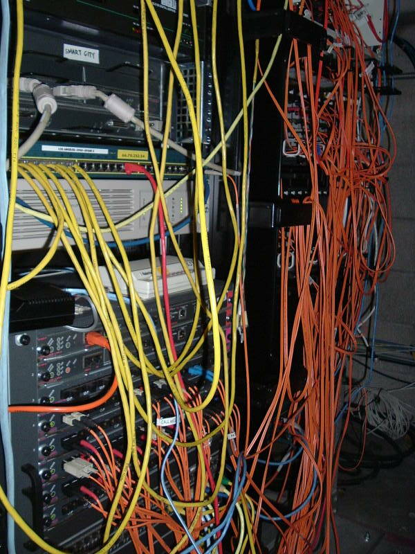 Typical racks of network equipment.
