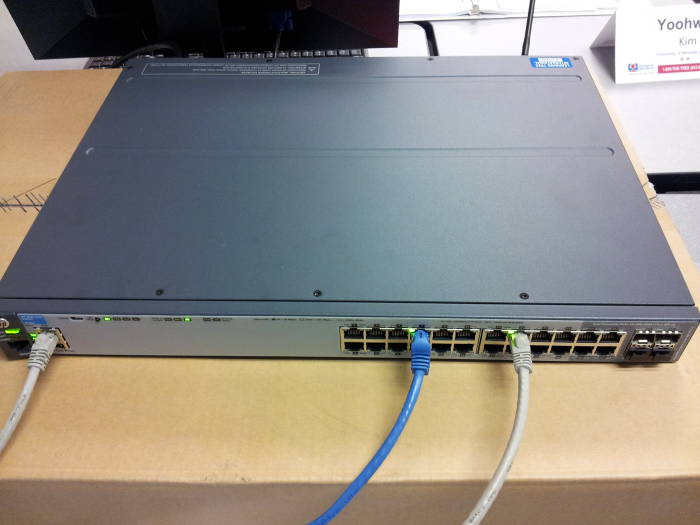 HP 2920-24G SDN capable switch, top view.