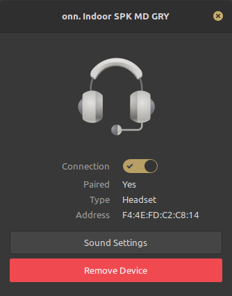 Bluetooth window, connecting to Bluetooth speaker.