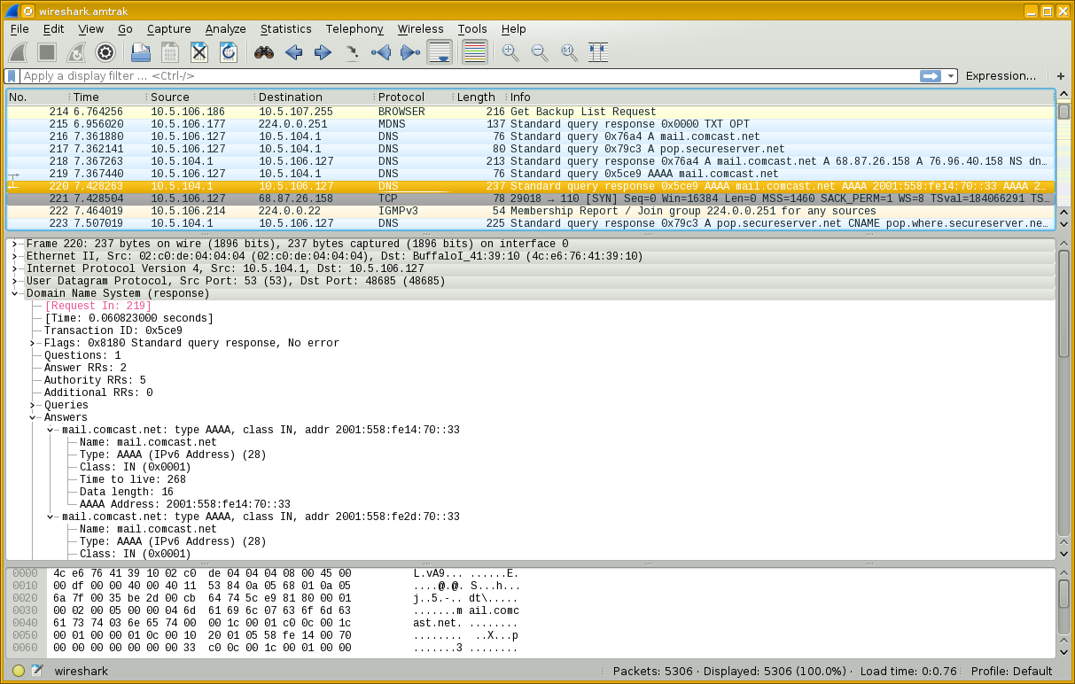 wireshark trace