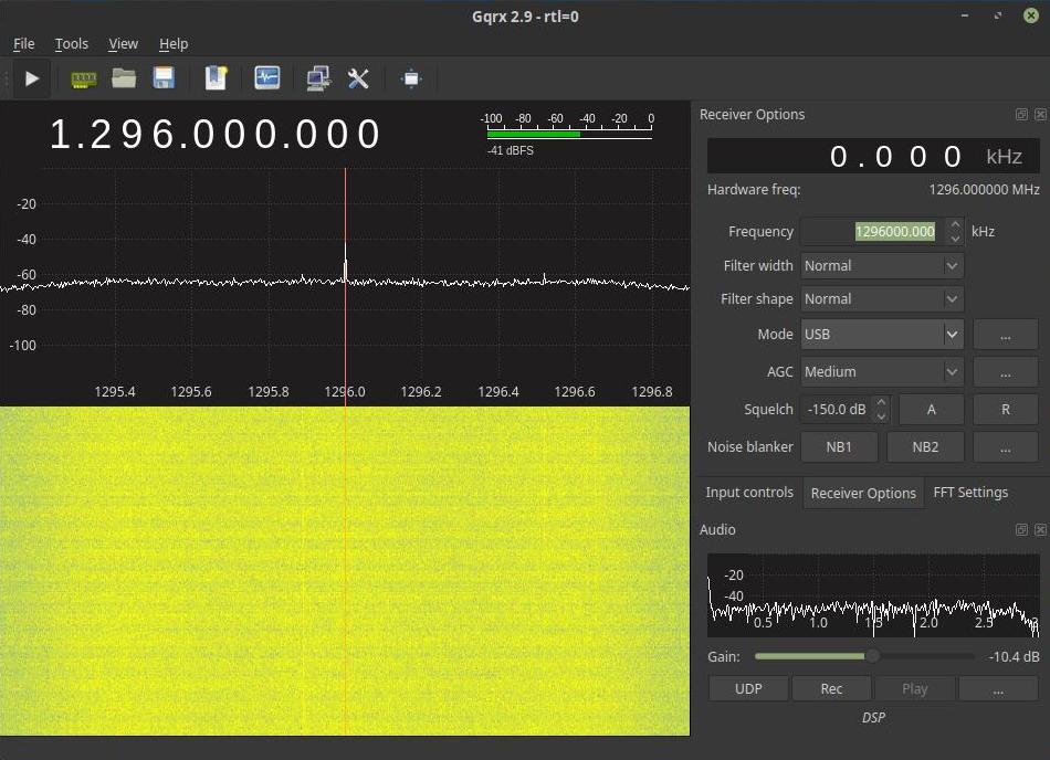 23-cm band spectrum received by SDR
