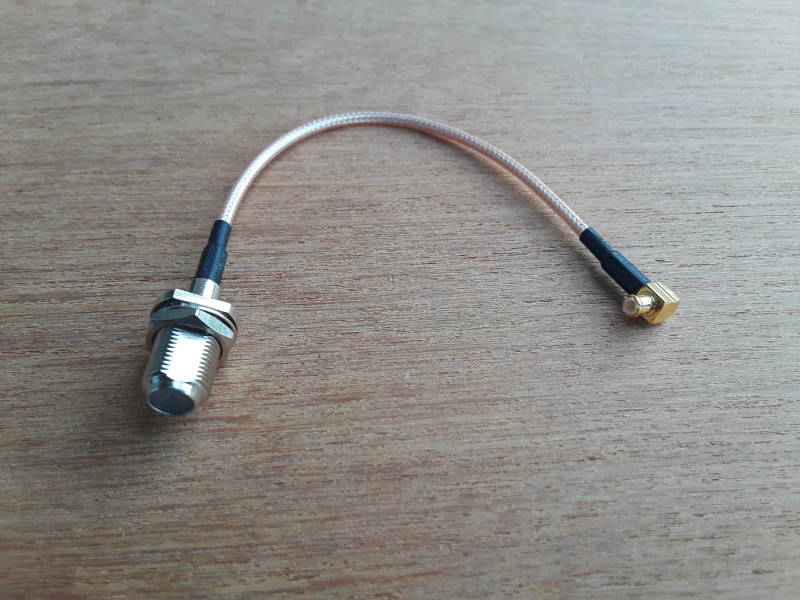 RG316 cable with male MCX and female F connectors.