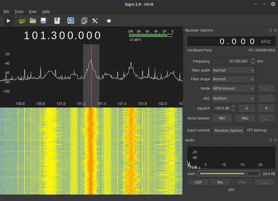 Multiple FM broadcast stations being received by SDR