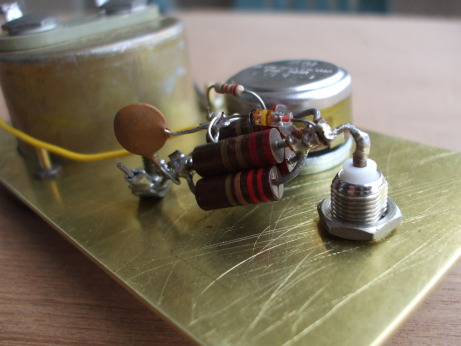 Interior of RF power meter: circuitry.
