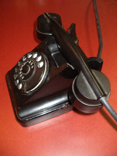 Soviet Багта-50 telephone from the side, on-hook.