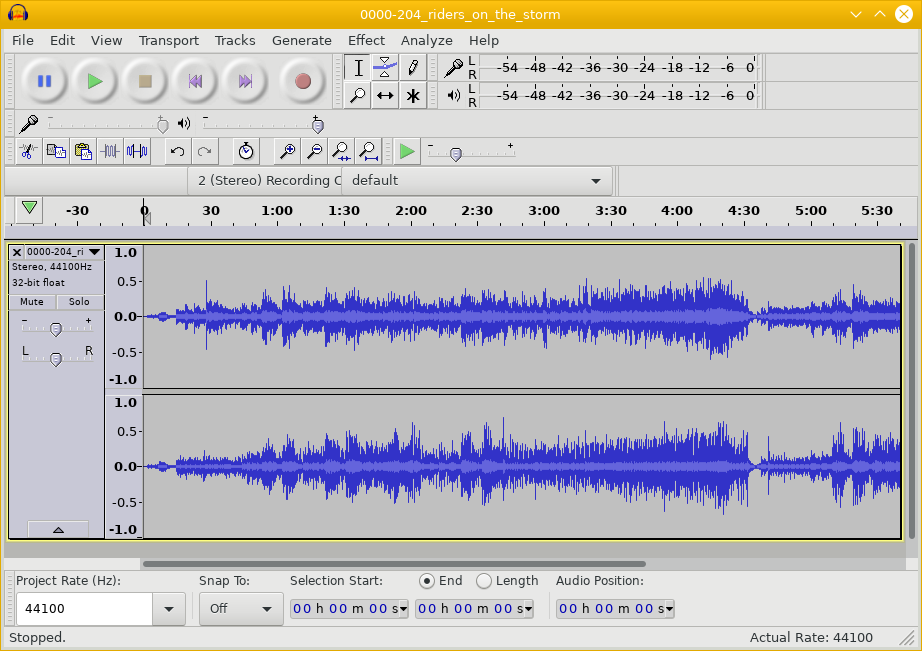Audacity viewing an MP3 file.