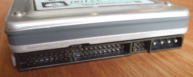 ATA/IDE disk drive, data and power connectors.
