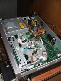 DVD/VHS deck with cover removed.