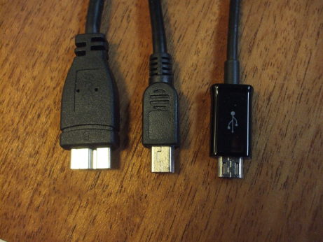 USB-3, USB Mini, and USB Micro connectors.