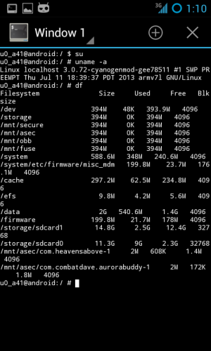 Terminal application running on CyanogenMod 10.1.2-hercules, Android version 4.2.2 based on kernel 3.0.72.