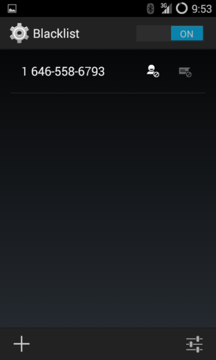 CyanogenMod OS on a Samsung Galaxy Android phone blocking an annoying call from a telemarketer.