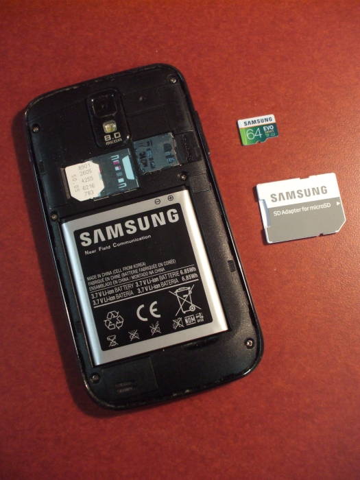 Samsung Galaxy smart phone with a new 64 GB flash memory chip.