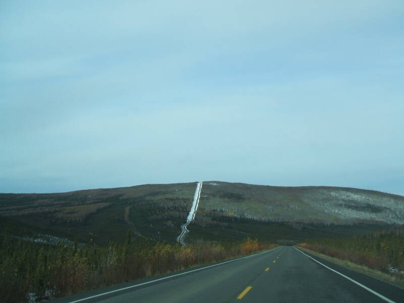 The road north from Fairbanks parallels the Pipeline.