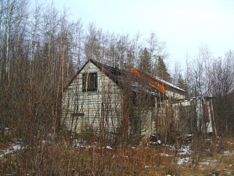Abandoned buildings in Livengood, Alaska.