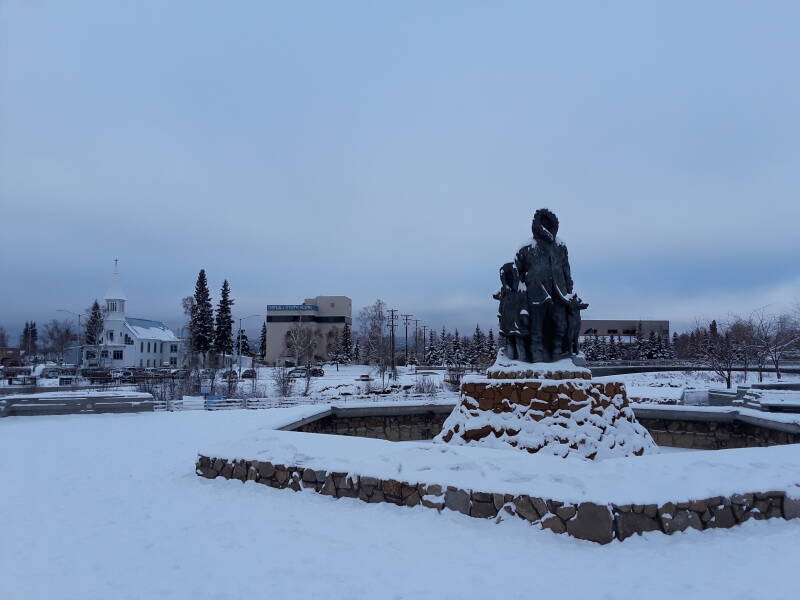 State of the first settlers overlooking the Chena river in Fairbanks, Alaska.