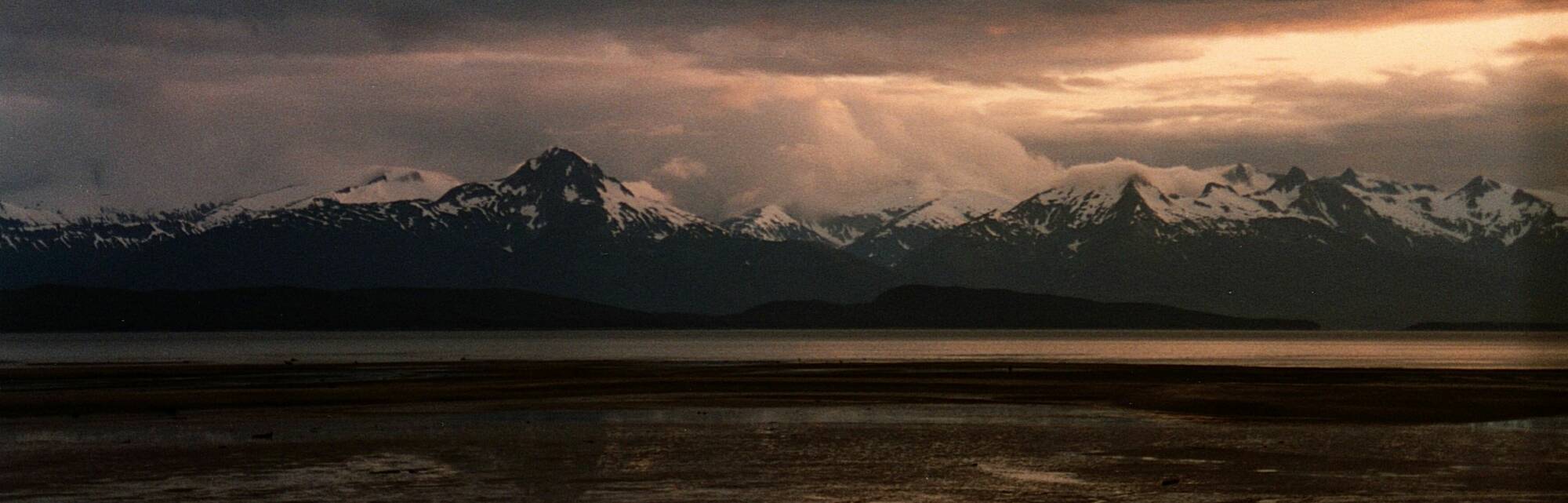 Looking across Lynn Canal to the Chilkat Range of mountains in Southeast Alaska.