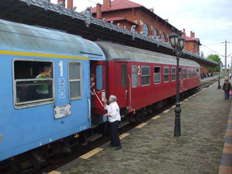 Saying good-bye at the train station in Suceava, Romania.