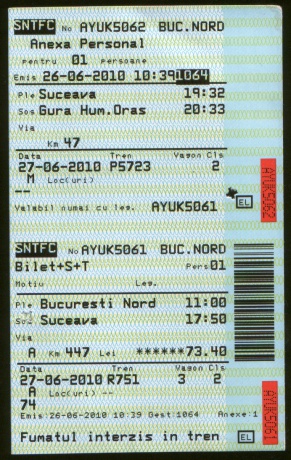 Romanian train tickets.