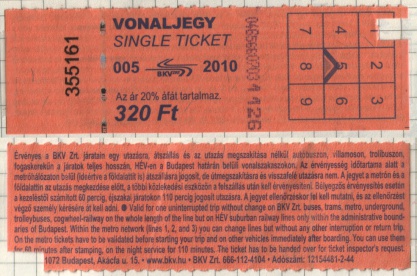 Budapest Metro ticket.