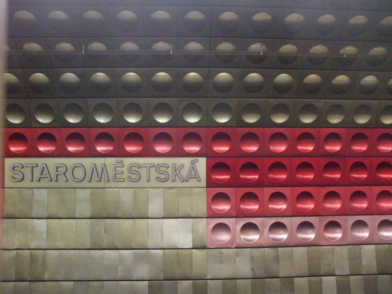 Prague Staromĕstská Metro station interior.