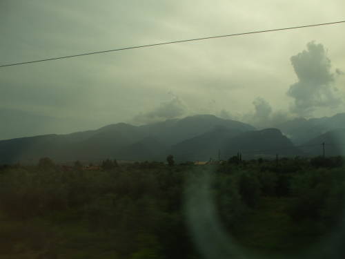 Mount Olympus as seen from the train.