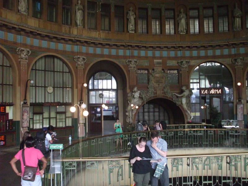 Art Nouveau domed entry to Praha hlavní nádraží, or Prague Central Station, former ticket offices.