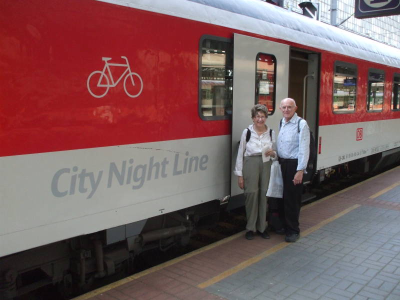 City Night Line train in Praha hlavní nádraží, or Prague Central Station.