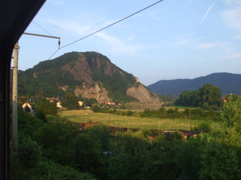 View from the City Night Line train along the Elbe River from Prague to Köln or Cologne and Amsterdam.