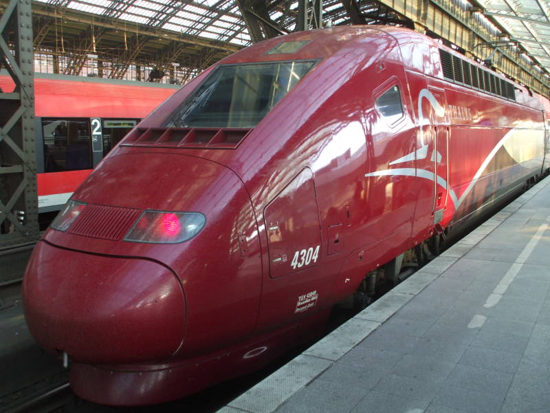 Boarding a Belgian Thalys high-speed train in Köln or Cologne, traveling through Brussels to Paris.